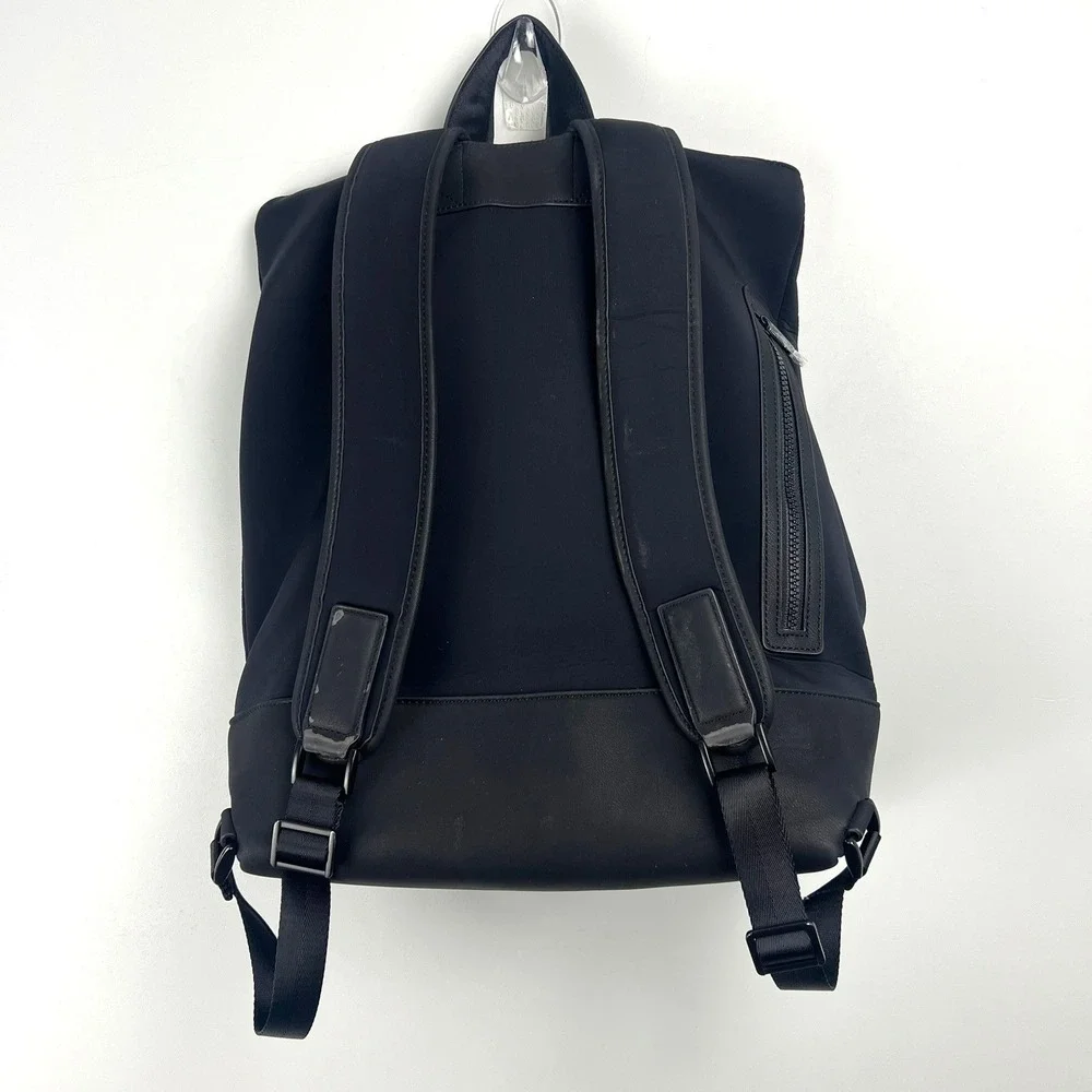 Caraa‎ x Athleta Black Neoprene Leather Trim Backpack Commuter Gym Bag Large